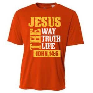 Jesus The Way Truth Life John 14:6 Christian Bible Verse Great Gift Cooling Performance Crew T-Shirt