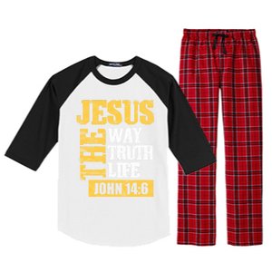 Jesus The Way Truth Life John 14:6 Christian Bible Verse Great Gift Raglan Sleeve Pajama Set