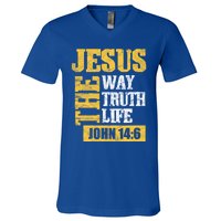 Jesus The Way Truth Life John 14:6 Christian Bible Verse Great Gift V-Neck T-Shirt