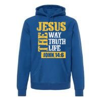 Jesus The Way Truth Life John 14:6 Christian Bible Verse Great Gift Premium Hoodie