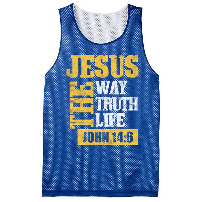 Jesus The Way Truth Life John 14:6 Christian Bible Verse Great Gift Mesh Reversible Basketball Jersey Tank