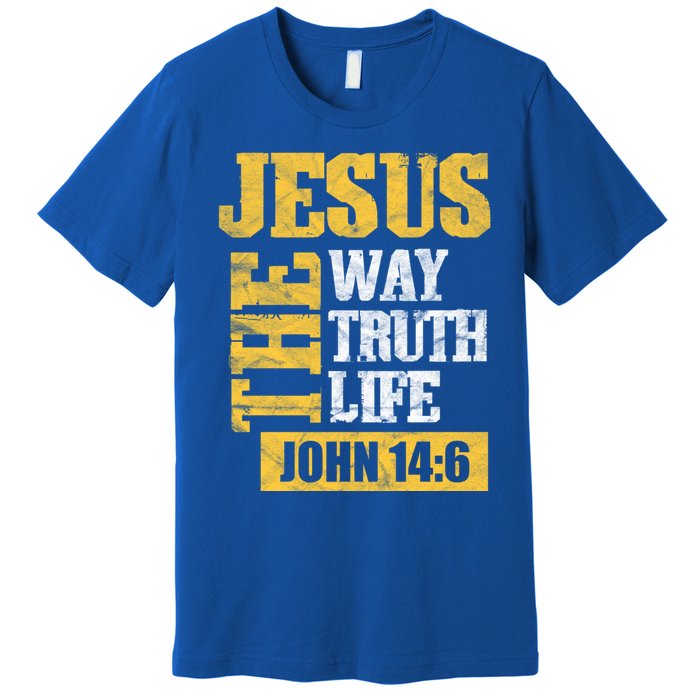 Jesus The Way Truth Life John 14:6 Christian Bible Verse Great Gift Premium T-Shirt