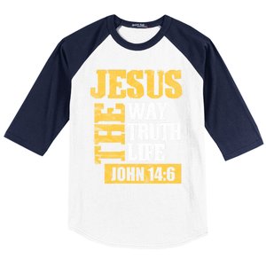 Jesus The Way Truth Life John 14:6 Christian Bible Verse Great Gift Baseball Sleeve Shirt