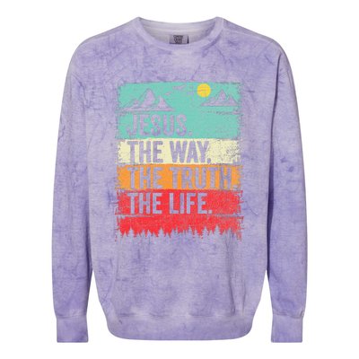 Jesus The Way Truth Life Christian Worship Colorblast Crewneck Sweatshirt