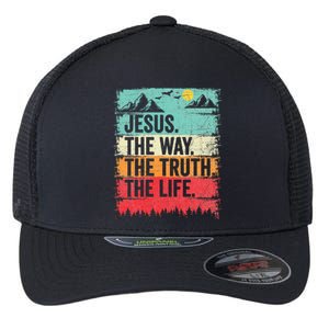 Jesus The Way Truth Life Christian Worship Flexfit Unipanel Trucker Cap