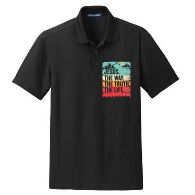 Jesus The Way Truth Life Christian Worship Dry Zone Grid Polo