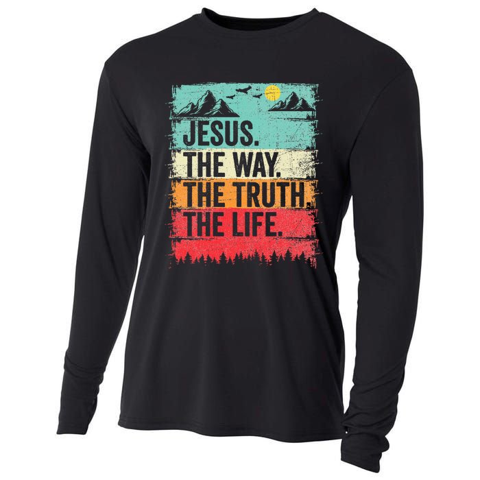 Jesus The Way Truth Life Christian Worship Cooling Performance Long Sleeve Crew