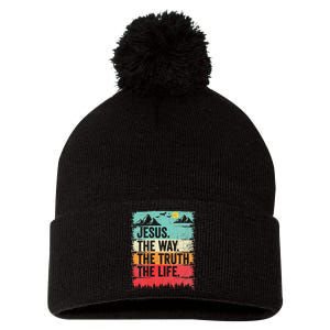 Jesus The Way Truth Life Christian Worship Pom Pom 12in Knit Beanie