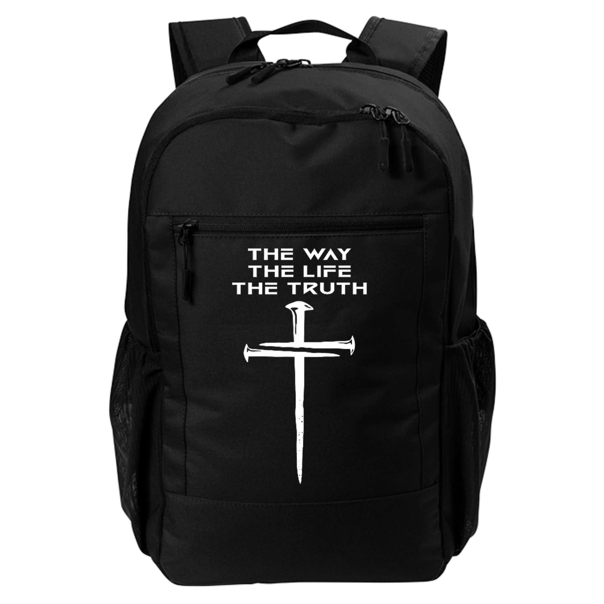 Jesus The Way Truth Life Christian Three Nails Cross Backpack