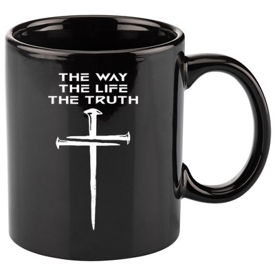 Jesus The Way Truth Life Christian Three Nails Cross 11oz C Handle Ceramic Mug
