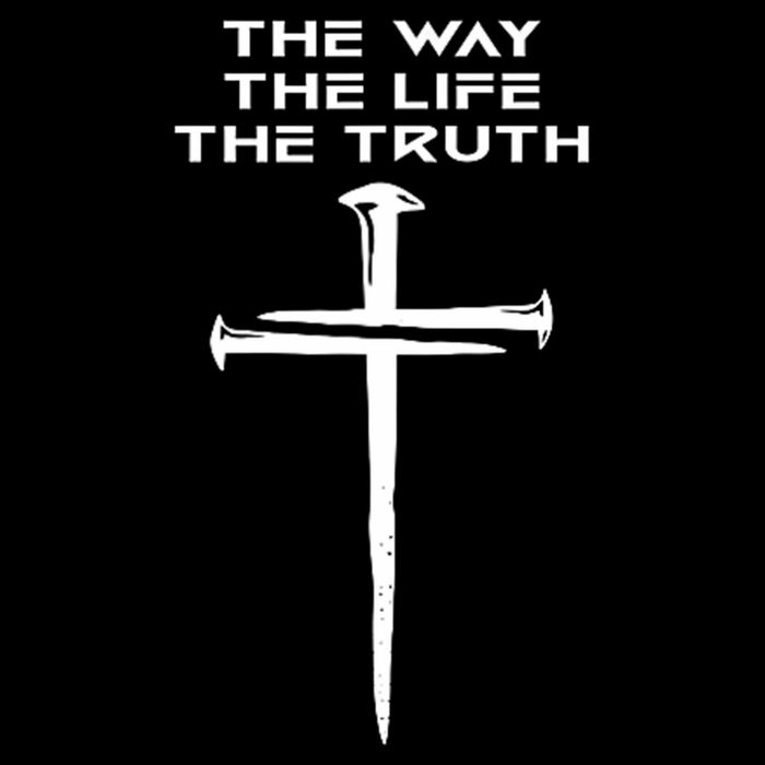 Jesus The Way Truth Life Christian Three Nails Cross Flat Bill Trucker Hat