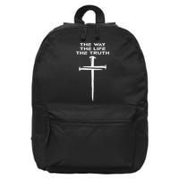 Jesus The Way Truth Life Christian Three Nails Cross 16 in Basic Backpack