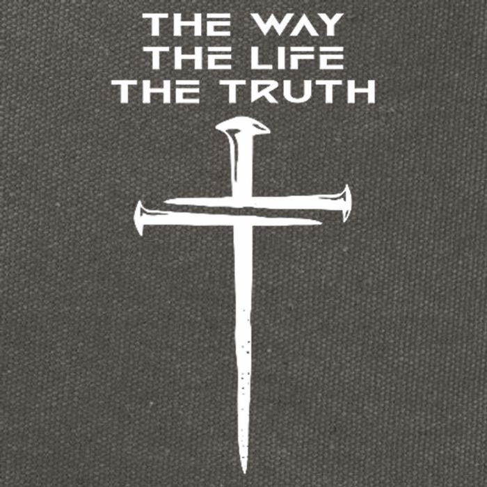 Jesus The Way Truth Life Christian Three Nails Cross Cotton Canvas Backpack