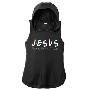 Jesus The Way The Truth The Life Christianity Ladies PosiCharge Tri-Blend Wicking Draft Hoodie Tank