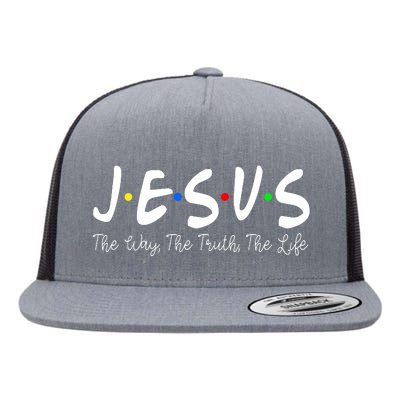 Jesus The Way The Truth The Life Christianity Flat Bill Trucker Hat