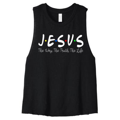 Jesus The Way The Truth The Life Christianity Women's Racerback Cropped Tank