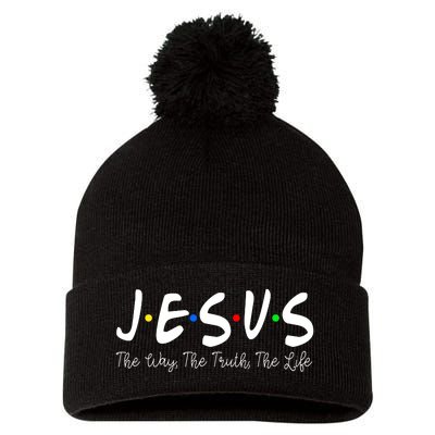 Jesus The Way The Truth The Life Christianity Pom Pom 12in Knit Beanie