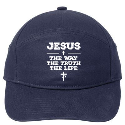 Jesus The Way The Truth The Life Christian Bible Verse Gift 7-Panel Snapback Hat