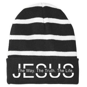 Jesus The Way The Truth The Life Striped Beanie with Solid Band