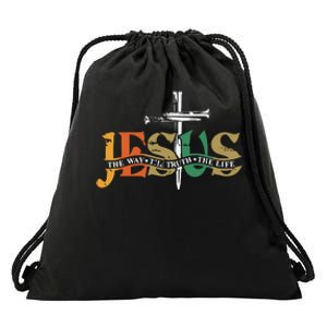 Jesus The Way The Truth The Life Christian Family Easter Day Drawstring Bag