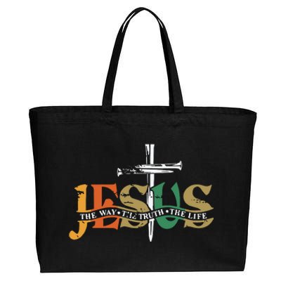 Jesus The Way The Truth The Life Christian Family Easter Day Cotton Canvas Jumbo Tote