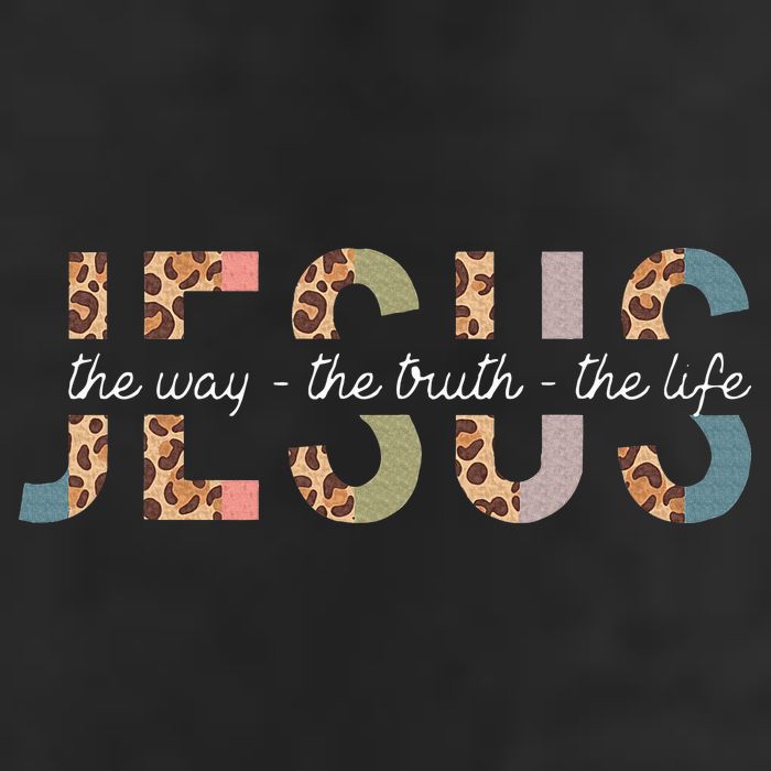 Jesus The Way The Truth The Life Leopard Christian 7 Panel Mesh Trucker Snapback Hat