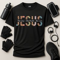 Jesus The Way The Truth The Life Leopard Christian Cooling Performance Crew T-Shirt