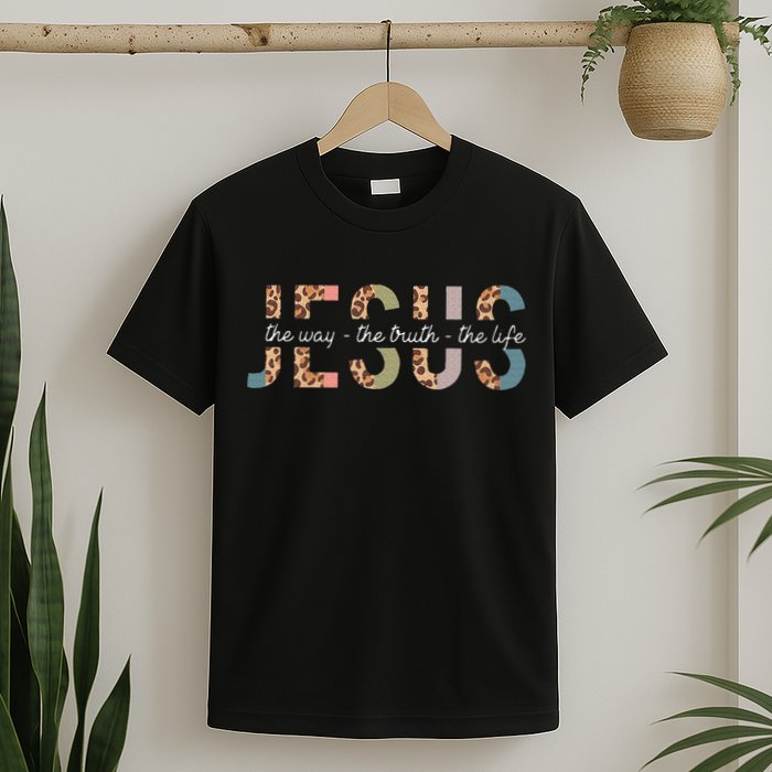 Jesus The Way The Truth The Life Leopard Christian T-Shirt