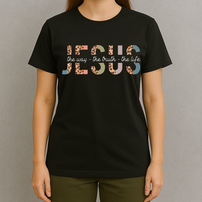 Jesus The Way The Truth The Life Leopard Christian T-Shirt