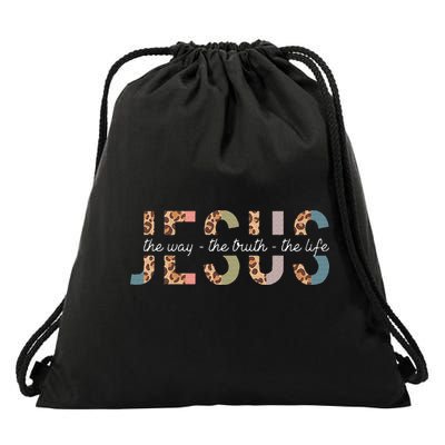 Jesus The Way The Truth The Life Leopard Christian Drawstring Bag