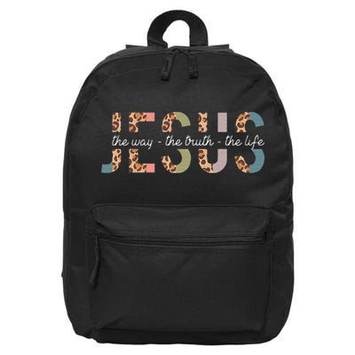 Jesus The Way The Truth The Life Leopard Christian 16 in Basic Backpack