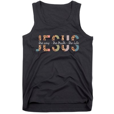 Jesus The Way The Truth The Life Leopard Christian Tank Top