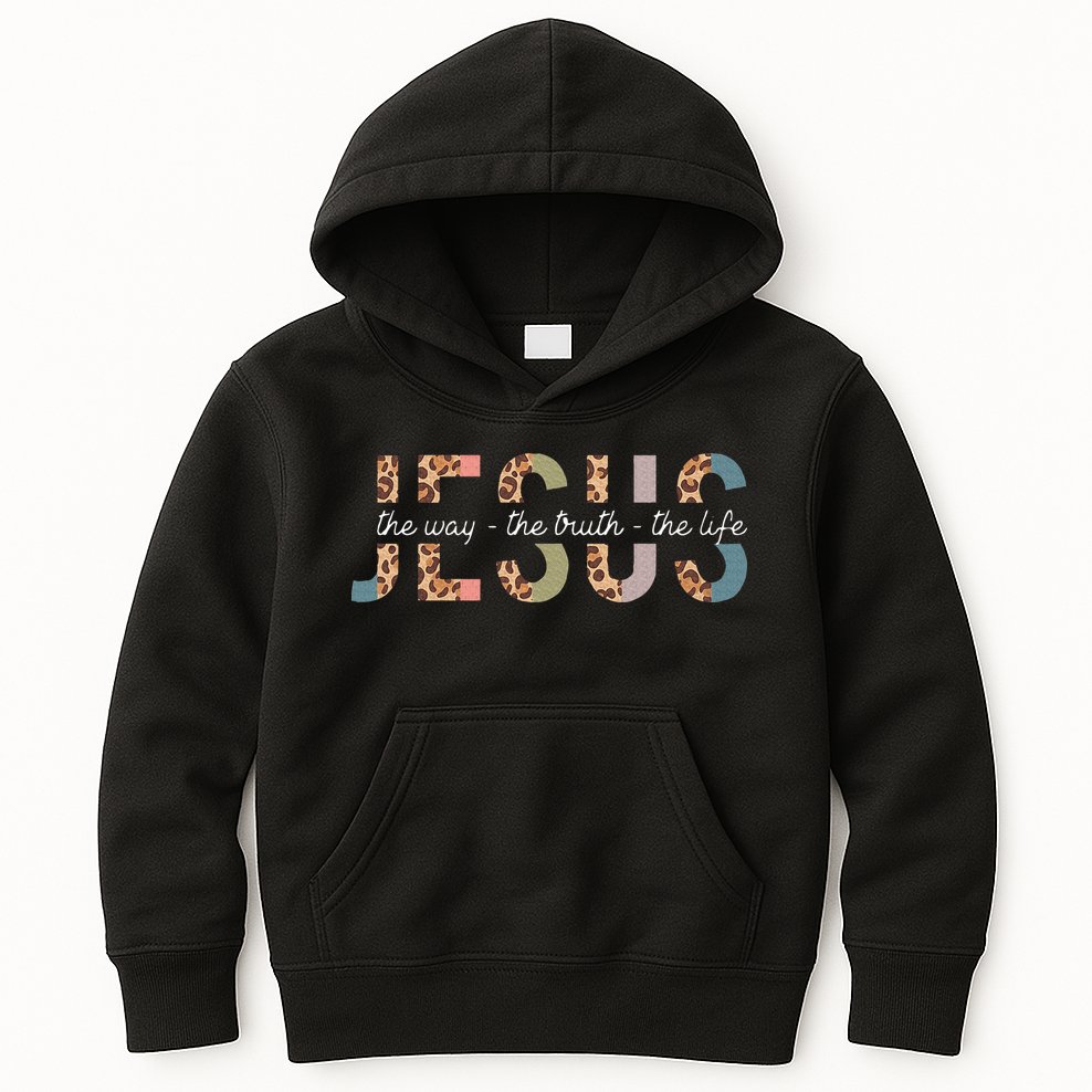 Jesus The Way The Truth The Life Leopard Christian Kids Hoodie