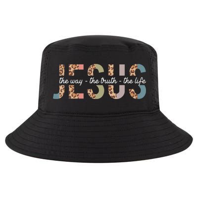 Jesus The Way The Truth The Life Leopard Christian Women Cool Comfort Performance Bucket Hat