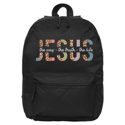 Jesus The Way The Truth The Life Leopard Christian Women 16 in Basic Backpack