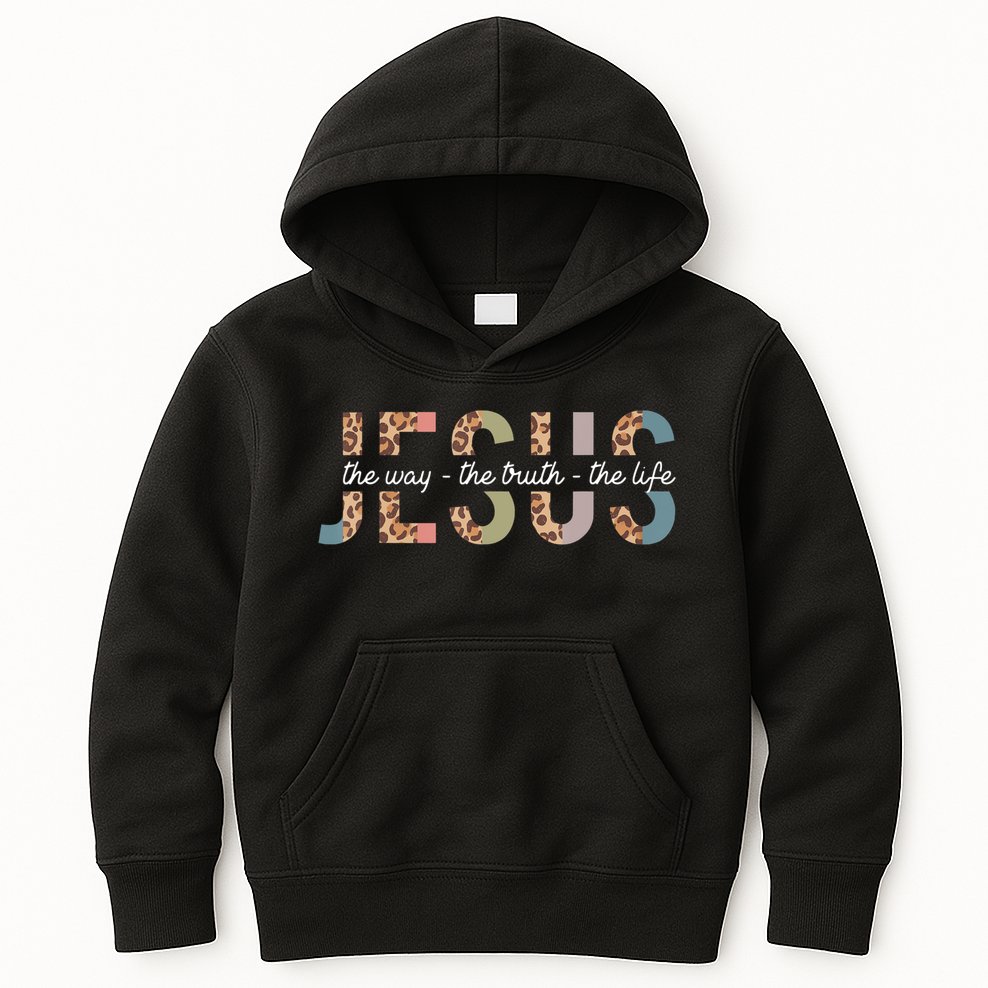 Jesus The Way The Truth The Life Leopard Christian Women Kids Hoodie