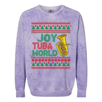 Joy Tuba World Ugly Christmas Sweater Music Lover Xmas Colorblast Crewneck Sweatshirt