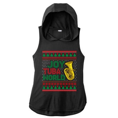 Joy Tuba World Ugly Christmas Sweater Music Lover Xmas Ladies PosiCharge Tri-Blend Wicking Draft Hoodie Tank