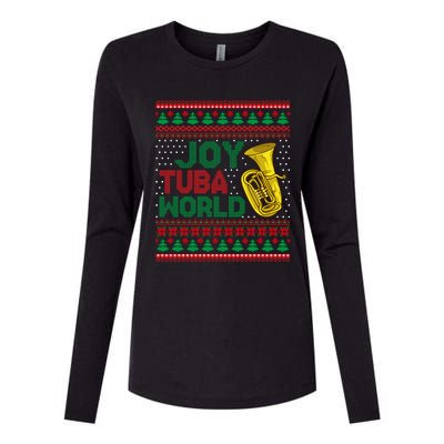 Joy Tuba World Ugly Christmas Sweater Music Lover Xmas Womens Cotton Relaxed Long Sleeve T-Shirt