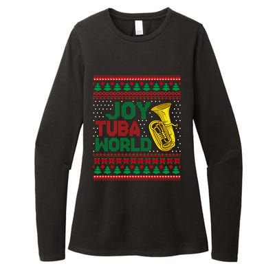 Joy Tuba World Ugly Christmas Sweater Music Lover Xmas Womens CVC Long Sleeve Shirt