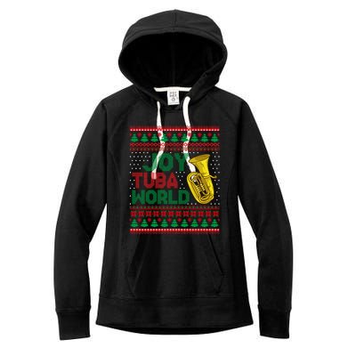 Joy Tuba World Ugly Christmas Sweater Music Lover Xmas Women's Fleece Hoodie