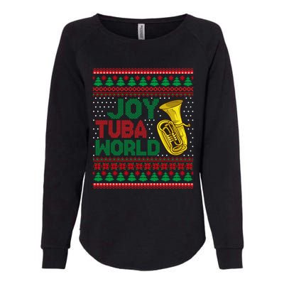 Joy Tuba World Ugly Christmas Sweater Music Lover Xmas Womens California Wash Sweatshirt