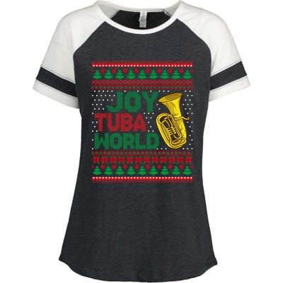 Joy Tuba World Ugly Christmas Sweater Music Lover Xmas Enza Ladies Jersey Colorblock Tee