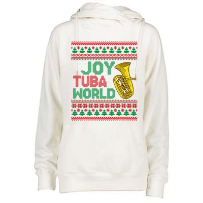 Joy Tuba World Ugly Christmas Sweater Music Lover Xmas Womens Funnel Neck Pullover Hood