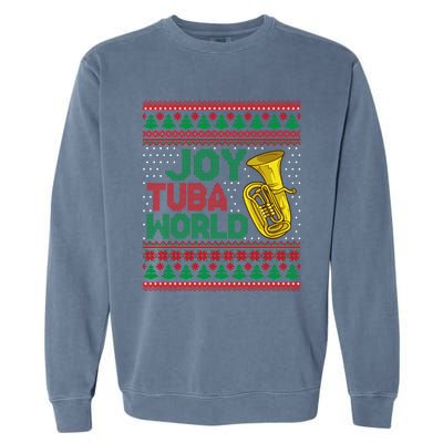 Joy Tuba World Ugly Christmas Sweater Music Lover Xmas Garment-Dyed Sweatshirt