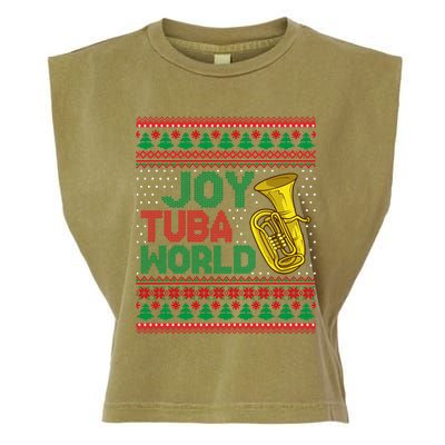 Joy Tuba World Ugly Christmas Sweater Music Lover Xmas Garment-Dyed Women's Muscle Tee