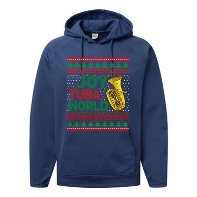 Joy Tuba World Ugly Christmas Sweater Music Lover Xmas Performance Fleece Hoodie