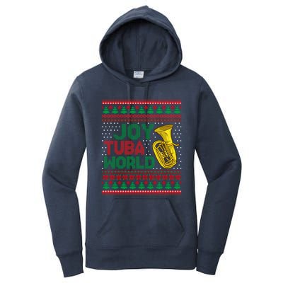 Joy Tuba World Ugly Christmas Sweater Music Lover Xmas Women's Pullover Hoodie