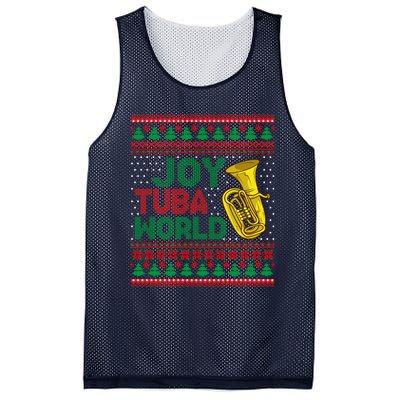 Joy Tuba World Ugly Christmas Sweater Music Lover Xmas Mesh Reversible Basketball Jersey Tank