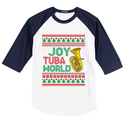 Joy Tuba World Ugly Christmas Sweater Music Lover Xmas Baseball Sleeve Shirt